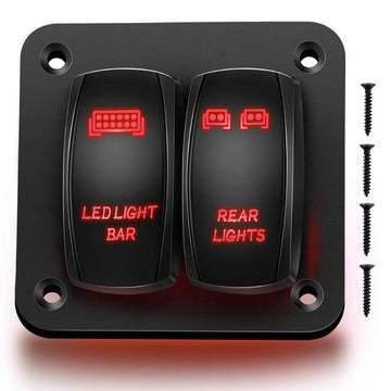 2 Gang LED Light Bar Rear Lights Rocker Switch Panel Red